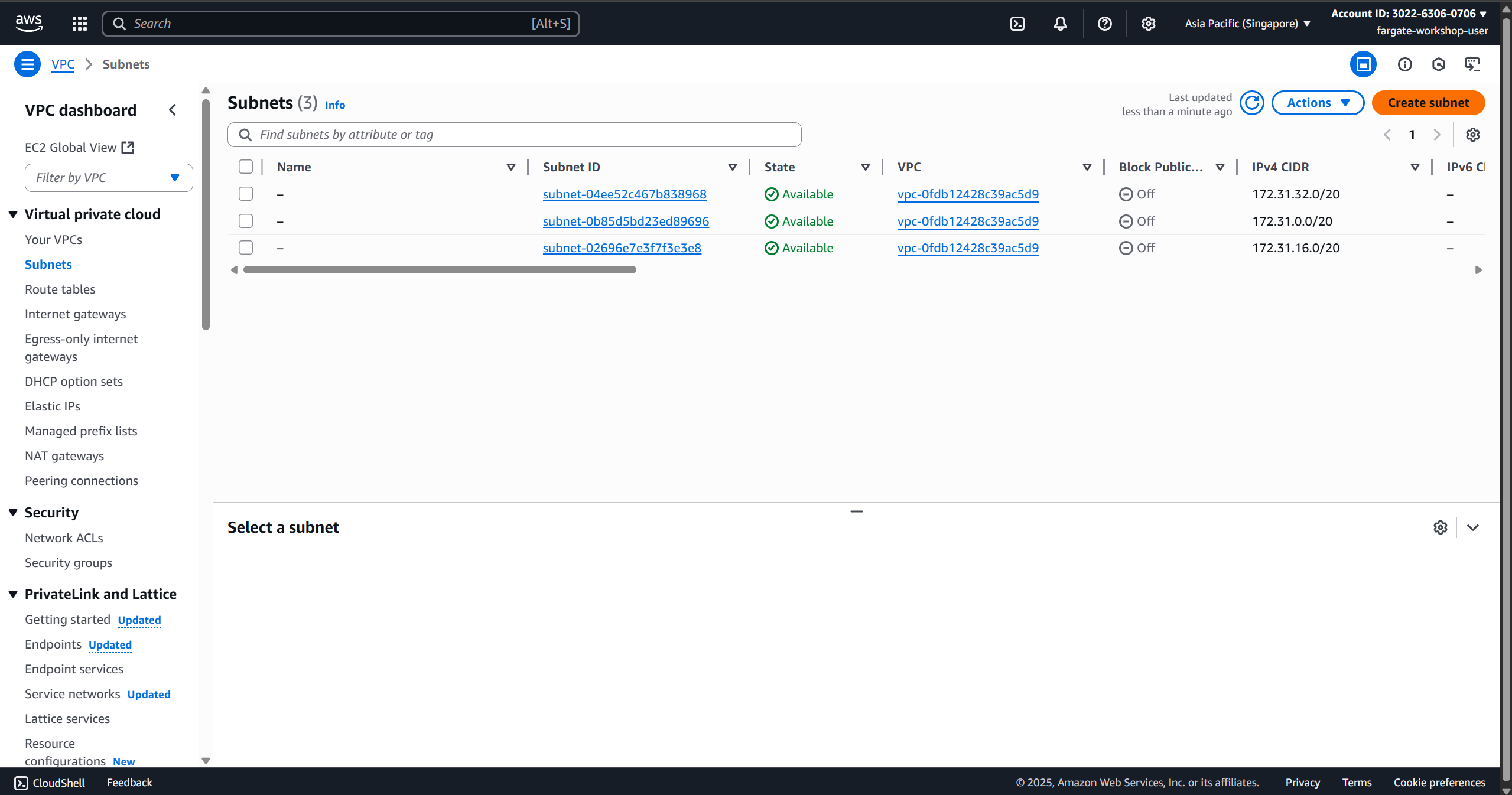 Create subnet
