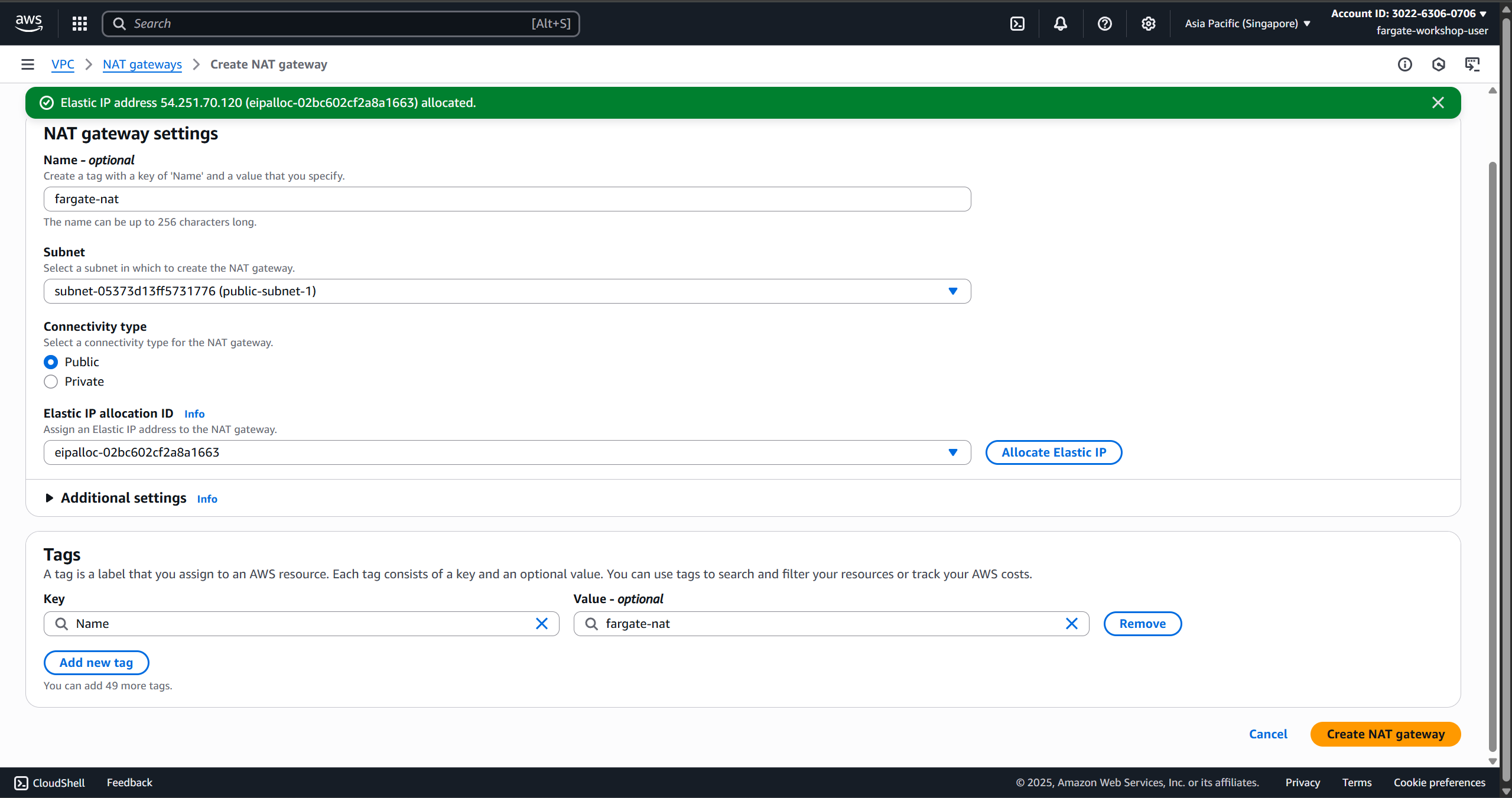 Create NAT Gateway