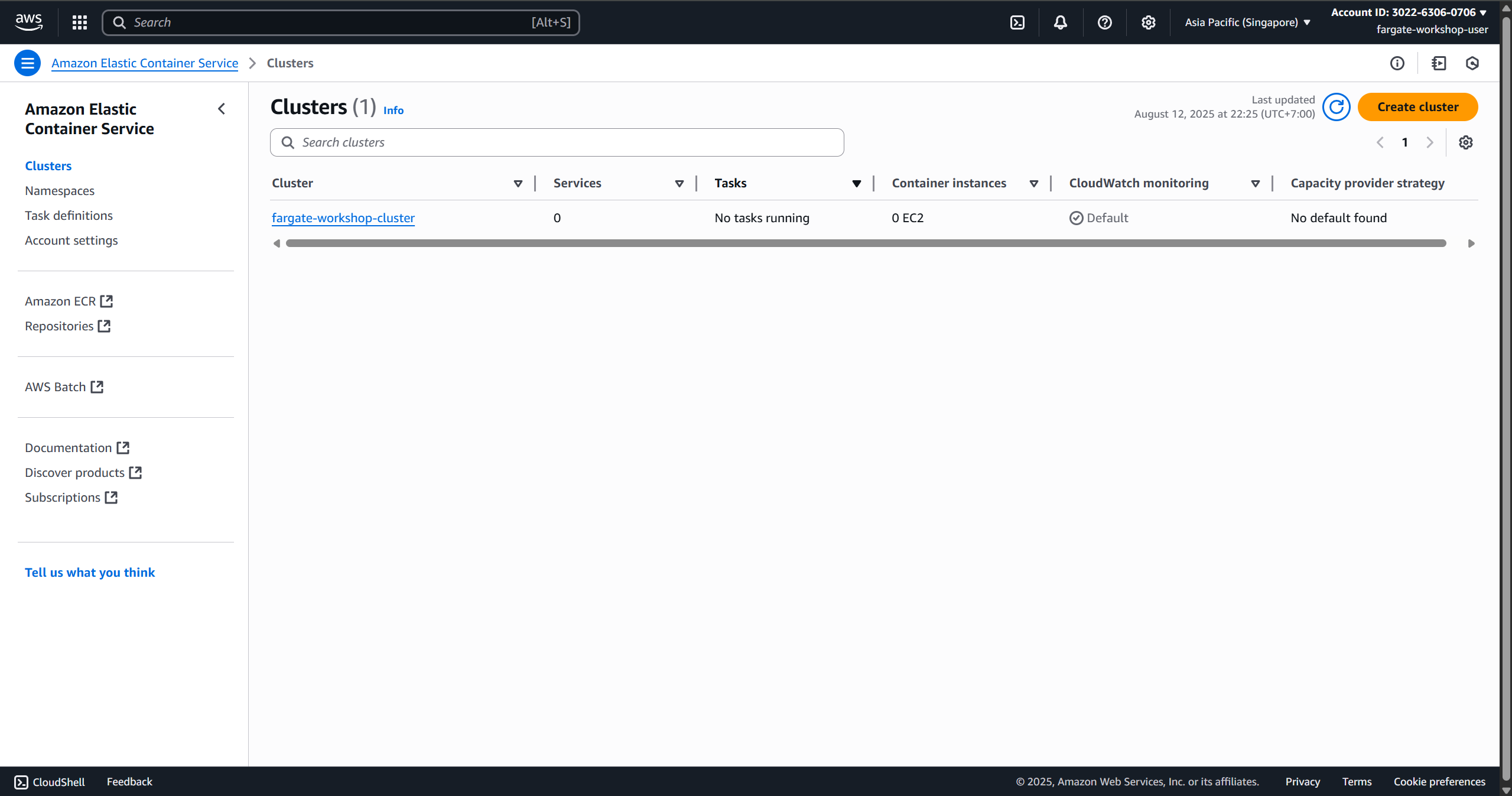 Create ECS Cluster