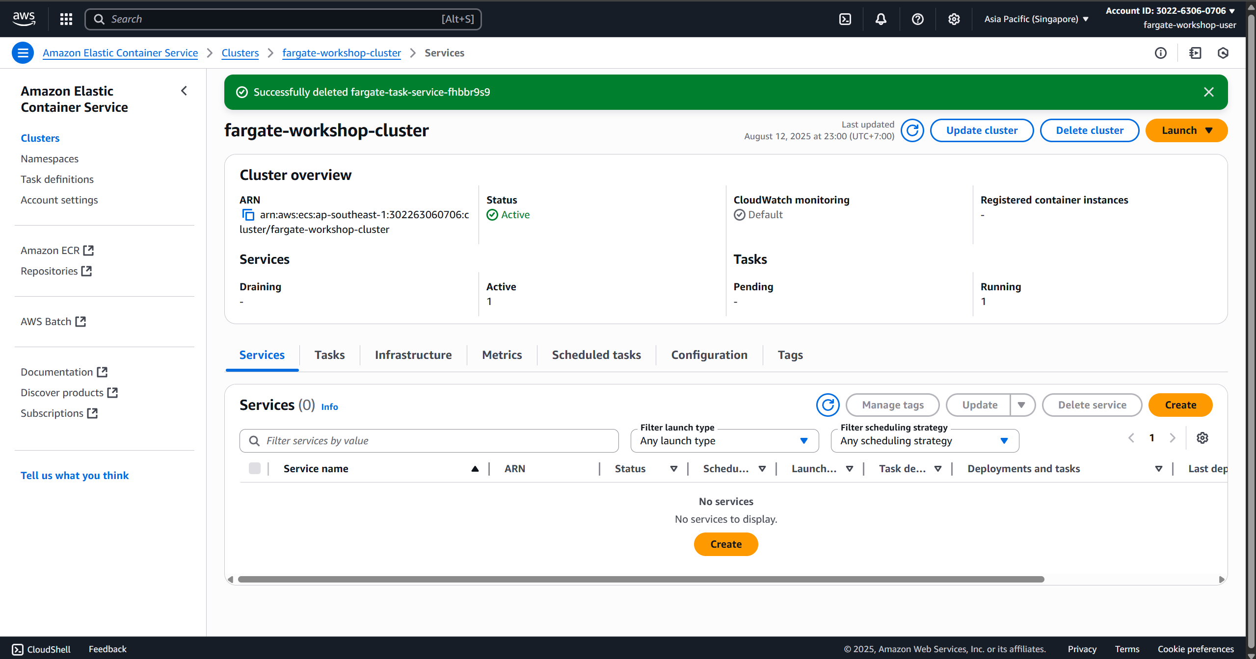 Delete ECS Services and Cluster