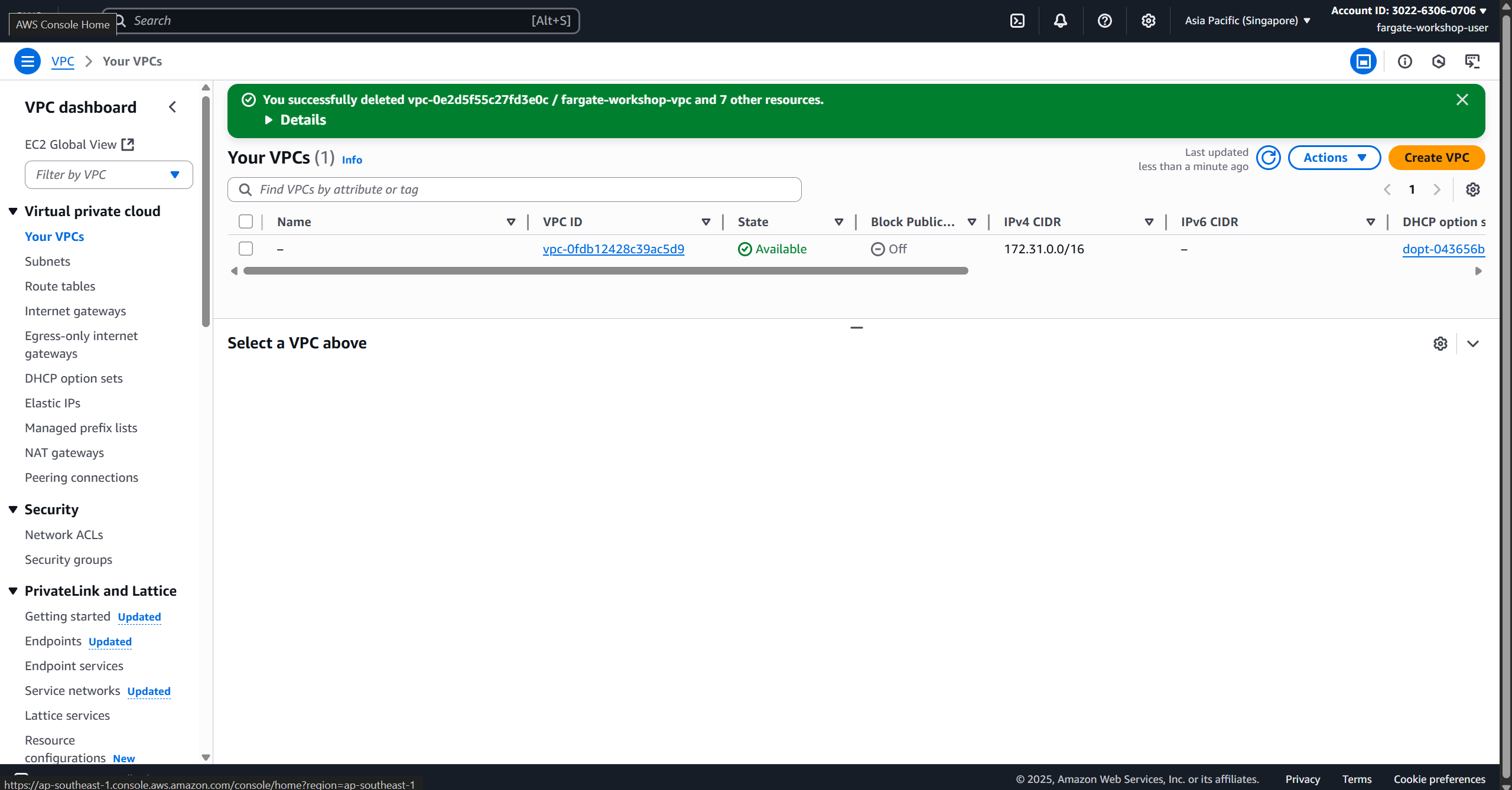 Delete VPC and Networking Components